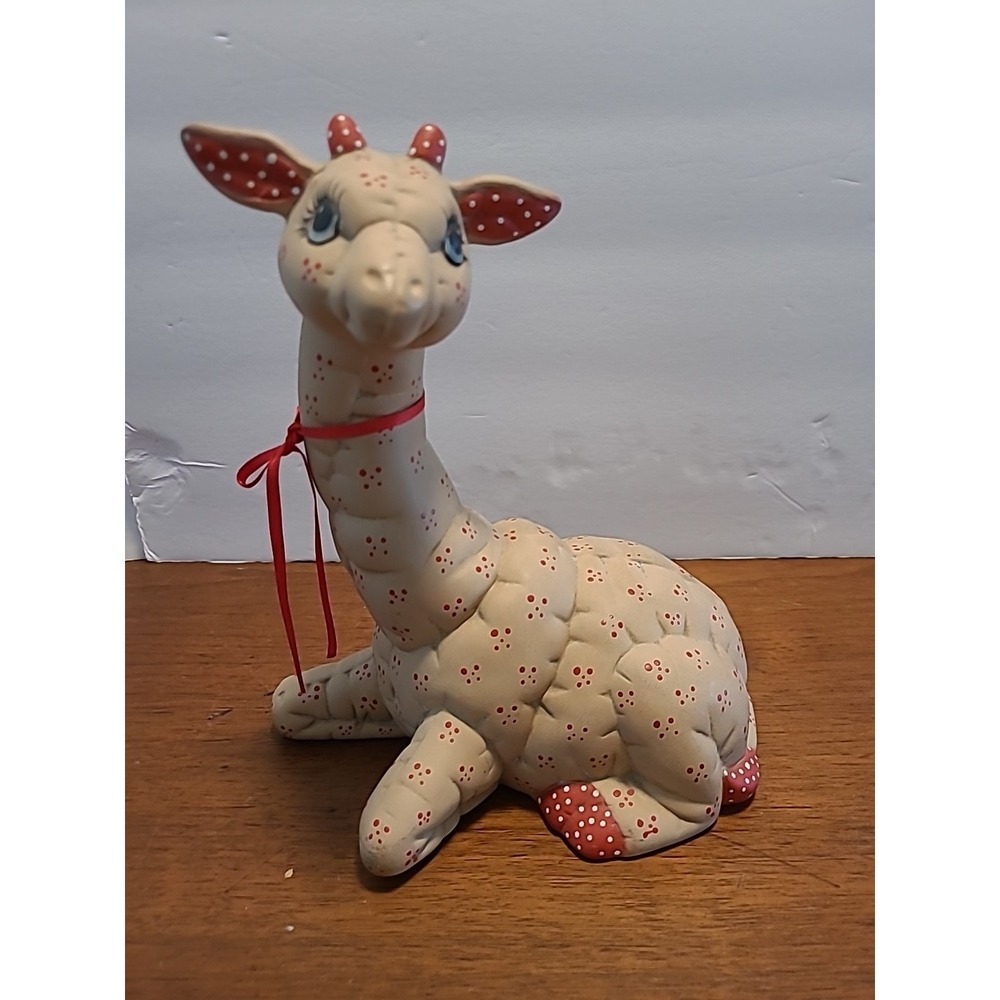 Vintage 1986 Kimple Mold Giraffe Red Tan 8" Red Ribbon